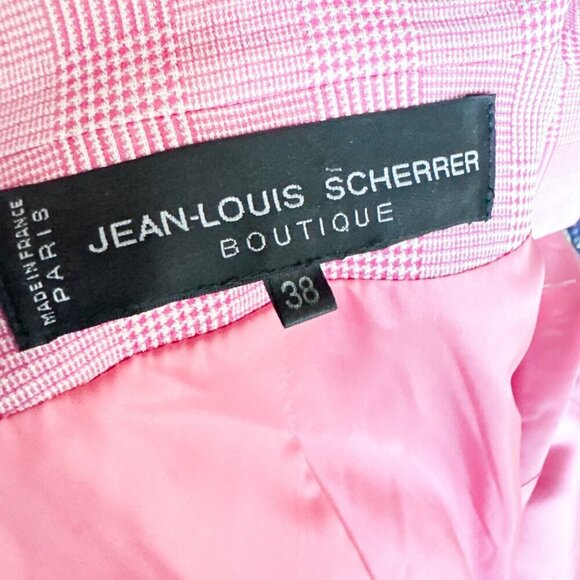 Vintage Jean Louis Scherrer Pink Metallic Silver Plaid Blazer 38 - Picture 10 of 15